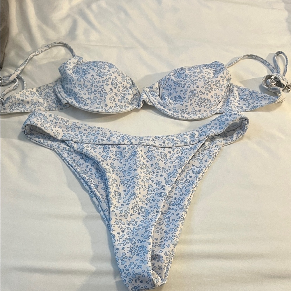 Floral Blue and White Bikini Set